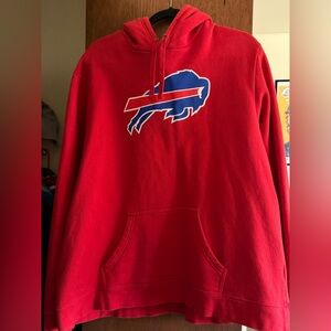 Fanatics Red Crewneck Hoodie with Blue Buffalo Logo